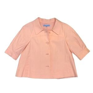Antonio Melani Peach Cropped Linen Jacket Size 2 Small Orange Salmon Coat Blazer